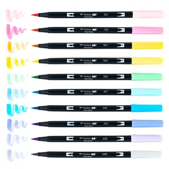 Dual Brush Pen Art Markers, Pastel, 10-Pack