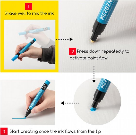 �� 12 ���� ������� - Acrylic Paint Marker Fine Tip 12pc