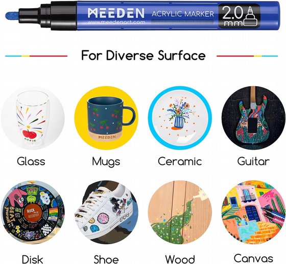 �� 12 ���� ������� - Acrylic Paint Marker Fine Tip 12pc