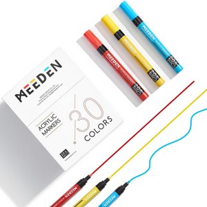 MEEDEN טושים אקריליים 20 טושים 2MM/1MM MEEDEN טושים אקריליים 20 טושים 2MM/1MM