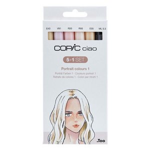Copic ciao Portrait 1 טושים אלכוהוליים קופיק צ'או לפורטרייט 5 צבעים+רפידוגרף Copic ciao Portrait 1 טושים אלכוהוליים קופיק צ'או לפורטרייט 5 צבעים+רפידוגרף