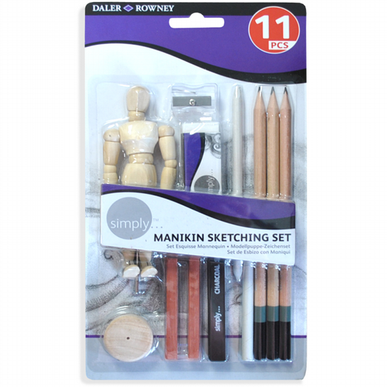 �� ����� 11 ������ ���� ���� ���� daler rowney manikin sketching set 11 pcs