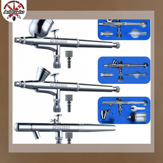 MEEDEN 3 Pcs Airbrush Set, 0.25, 0.35, 0.5mm Needles Pre-Equipped