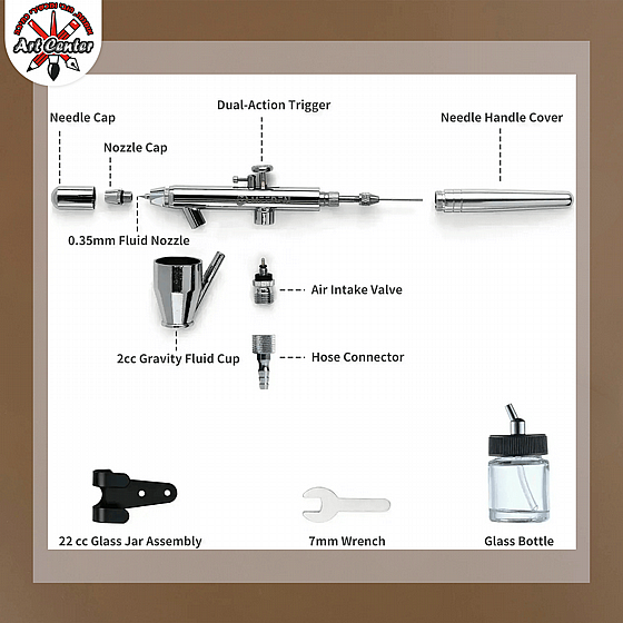 MEEDEN 3 Pcs Airbrush Set, 0.25, 0.35, 0.5mm Needles Pre-Equipped