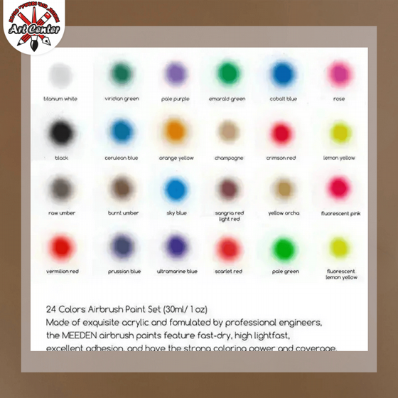 Airbrush Kit with Compressor with 24 Airbrush Paints, 30 ml / 1 oz