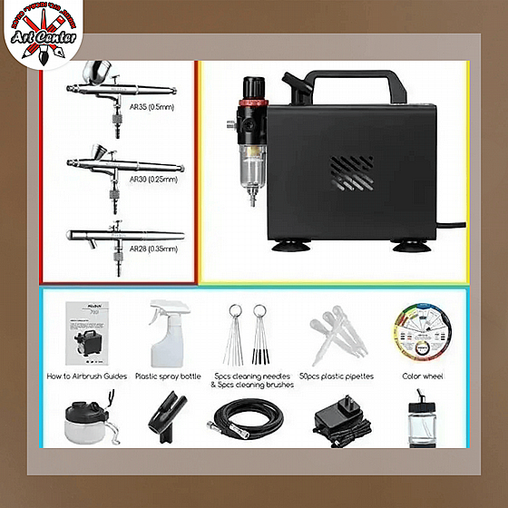 Airbrush Kit with Compressor with 24 Airbrush Paints, 30 ml / 1 oz