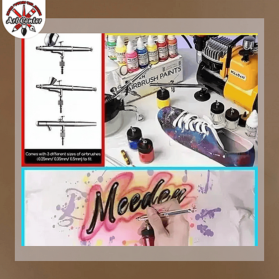 Airbrush Kit with Compressor, 24 Colors