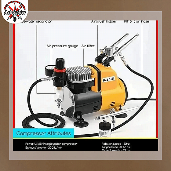 Airbrush Kit with Compressor, 24 Colors